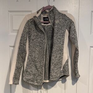 The North Face Grey and Cream Zip-Up Jacket